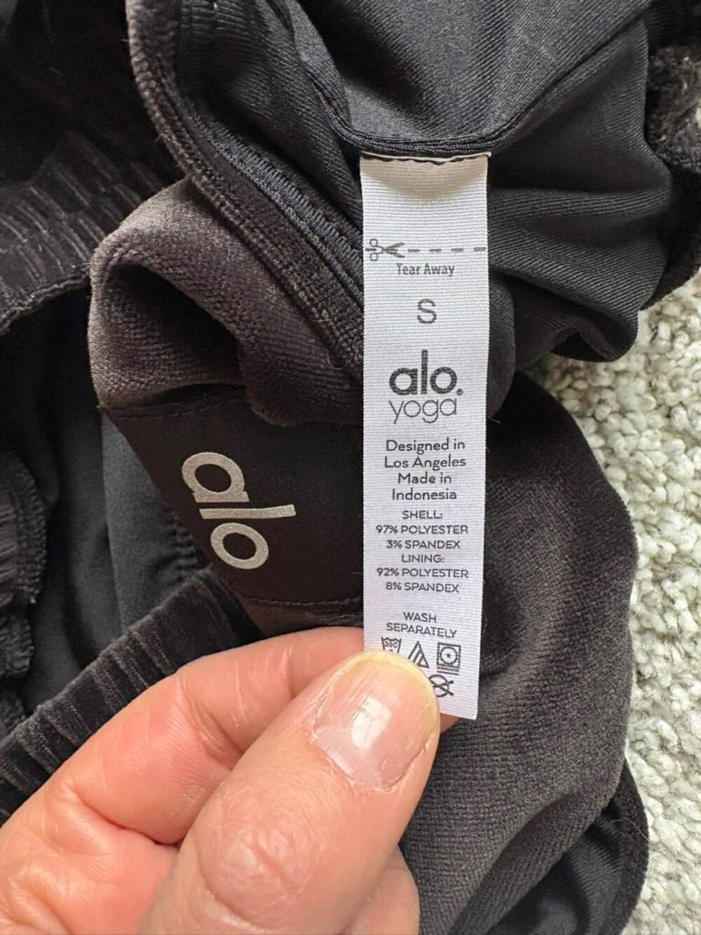 Alo velour Black sport bra women's S LIke New - Picture 4 of 5